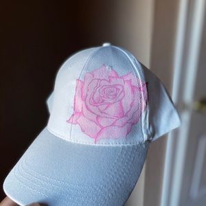 Custom hand painted pink rose hat